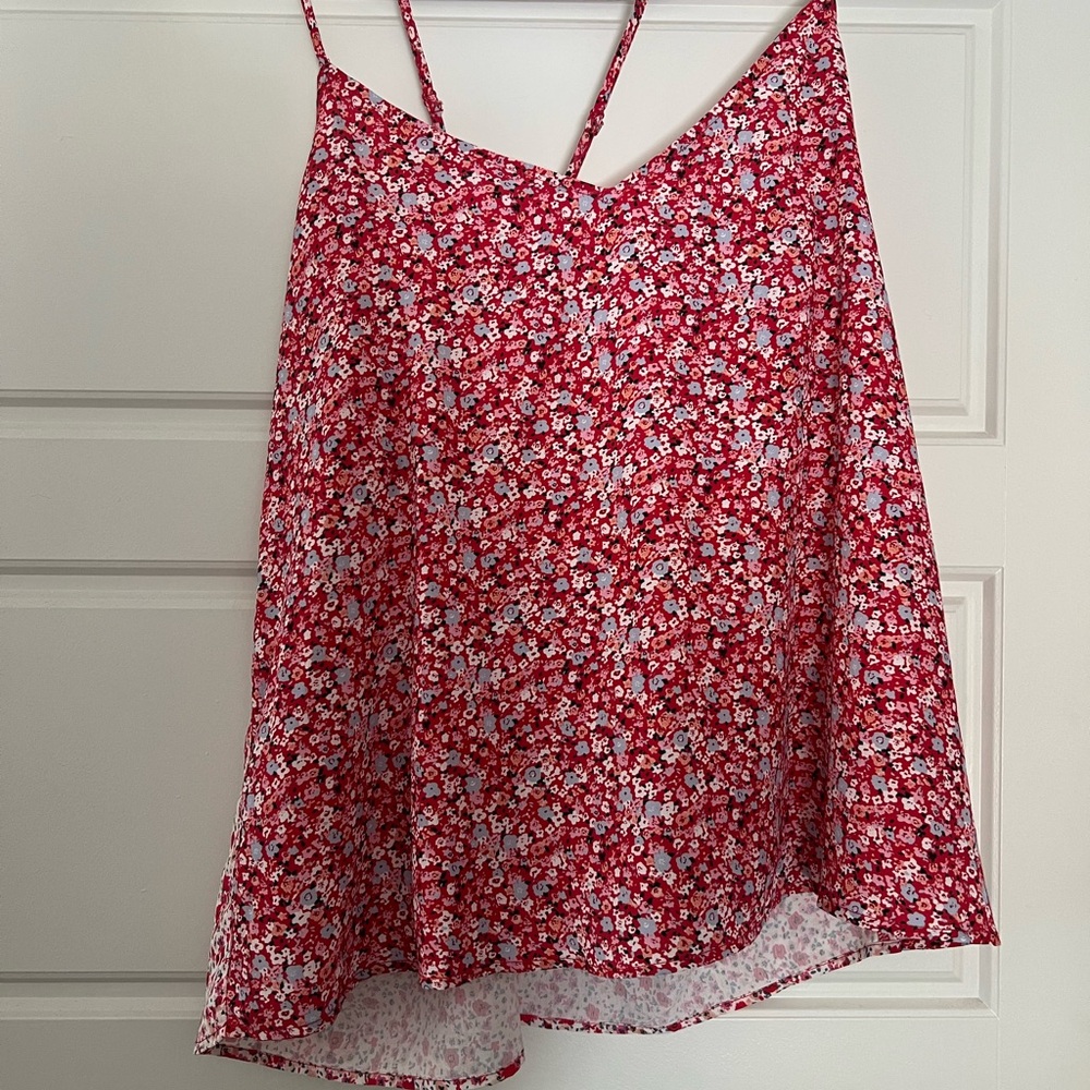 Skies Are Blue Red Floral Camisole